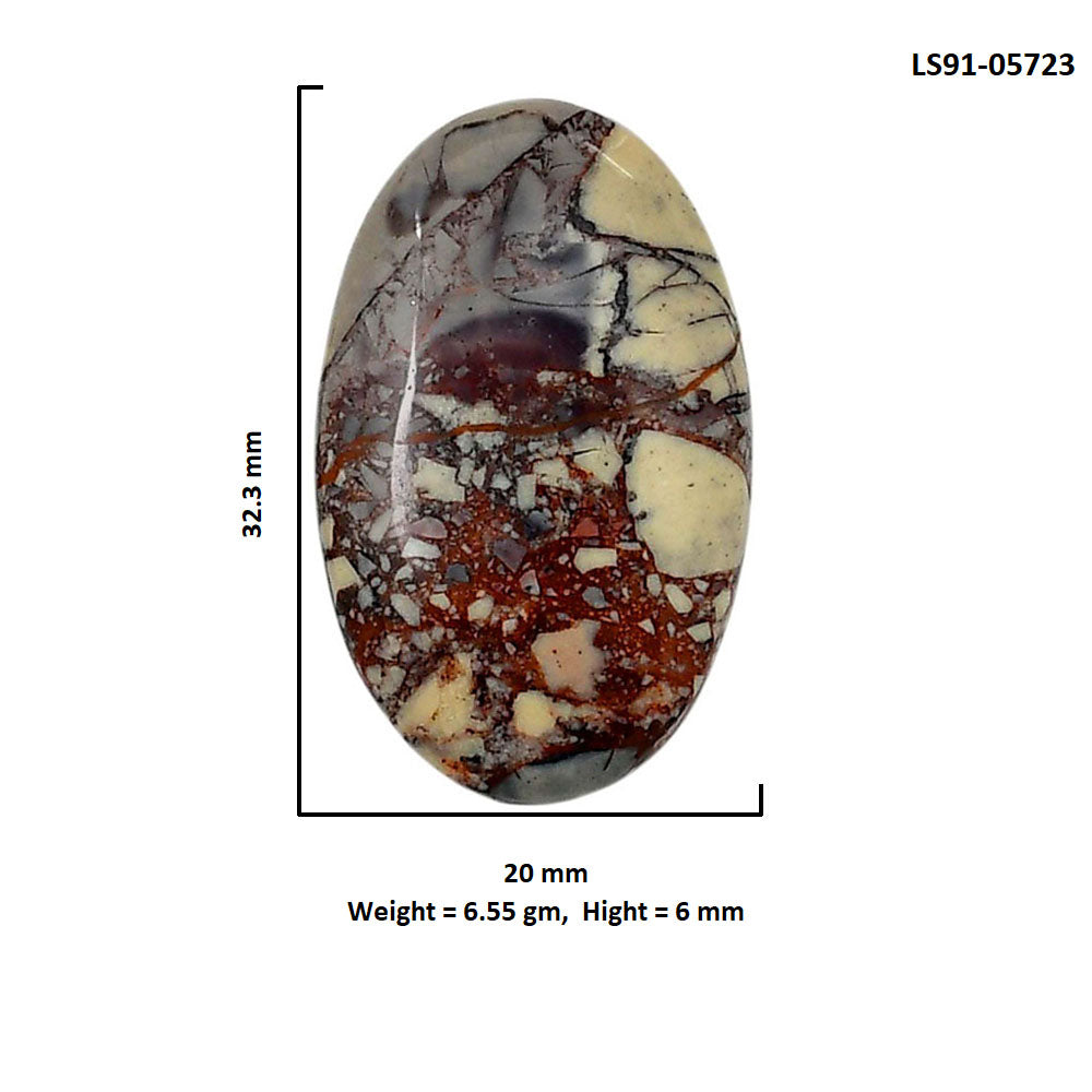 Porcelain Jasper 20x32.3x6 mm Oval Shape Polished Gemstone LS91-05723