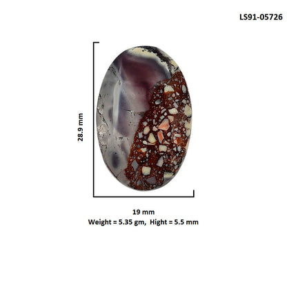 Porcelain Jasper 19x28.9x5.5 mm Oval Shape Polished Gemstone LS91-05726