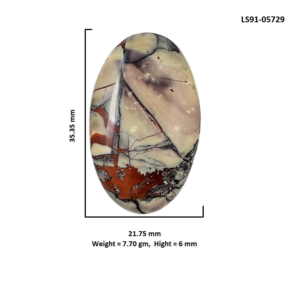 Porcelain Jasper 21.75x35.35x6 mm Oval Shape Polished Gemstone LS91-05729