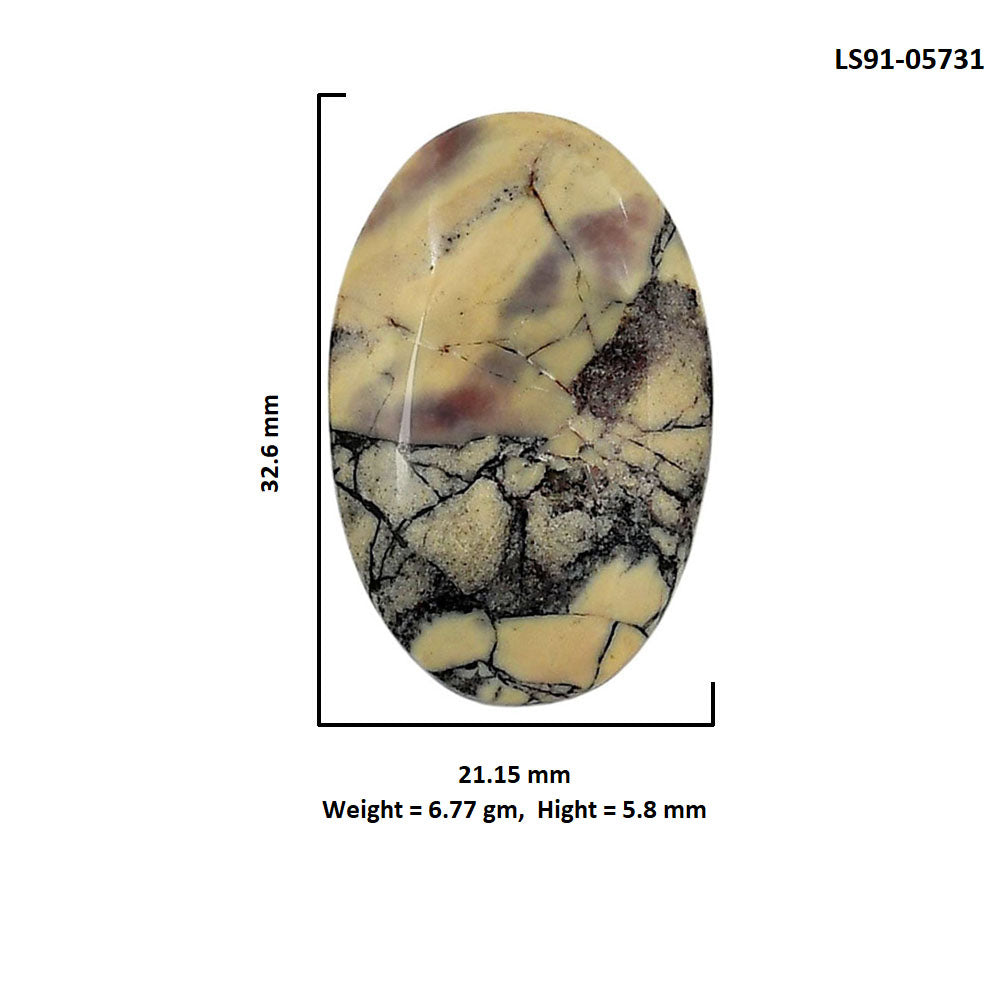 Porcelain Jasper 21.15x32.6x5.8 mm Oval Shape Polished Gemstone LS91-05731