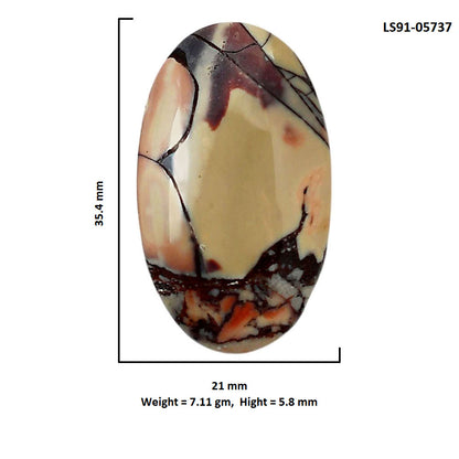 Porcelain Jasper 21x35.4x5.8 mm Oval Shape Polished Gemstone LS91-05737