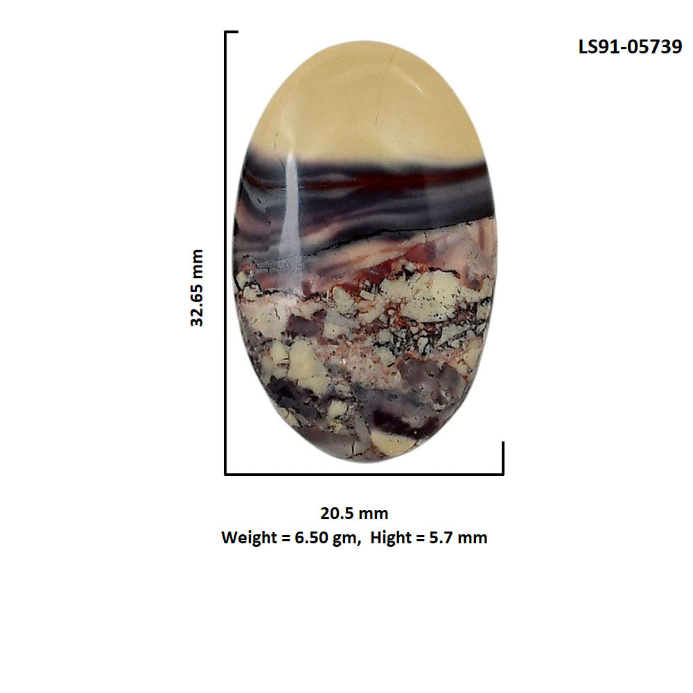 Porcelain Jasper 20.5x32.65x5.7 mm Oval Shape Polished Gemstone LS91-05739