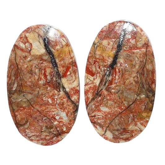 Porcelain Jasper Pair 4.2x24.1x3.8 mm Oval Shape Polished Gemstone LS91-07630