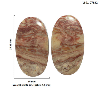 Porcelain Jasper Pair 14x25.35x4.5 mm Oval Shape Polished Gemstone LS91-07632