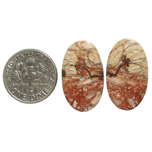 Porcelain Jasper Pair 13.6x23.1x3.7 mm Oval Shape Polished Gemstone LS91-07634
