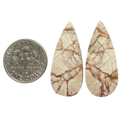 Porcelain Jasper Pair 13.1x30x3.8 mm Pear Shape Polished Gemstone LS91-07636