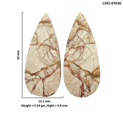 Porcelain Jasper Pair 13.1x30x3.8 mm Pear Shape Polished Gemstone LS91-07636