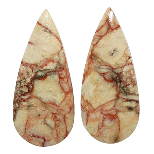 Porcelain Jasper Pair 12.2x27.6x4 mm Pear Shape Polished Gemstone LS91-07637