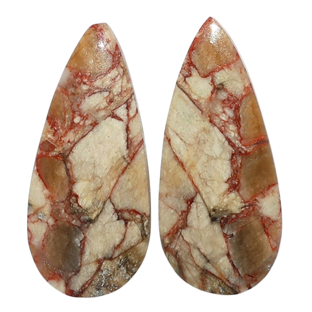 Porcelain Jasper Pair 11.1x25.15x4.5 mm Pear Shape Polished Gemstone LS91-07638