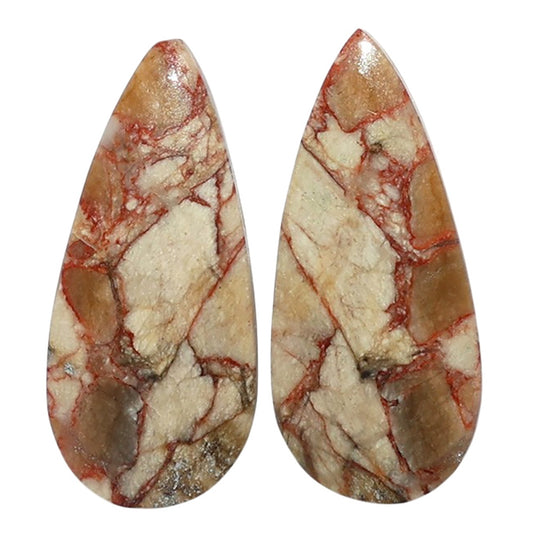 Porcelain Jasper Pair 11.1x25.15x4.5 mm Pear Shape Polished Gemstone LS91-07638
