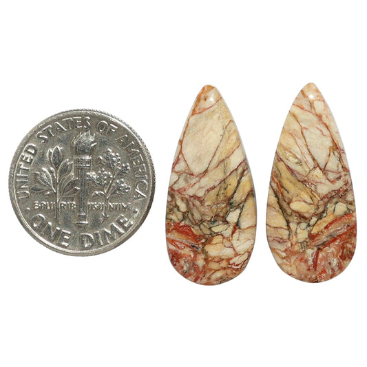 Porcelain Jasper Pair 11x24x4 mm Pear Shape Polished Gemstone LS91-07639