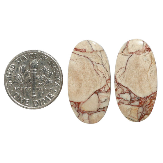 Porcelain Jasper Pair 13x24.85x4 mm Oval Shape Polished Gemstone LS91-07641