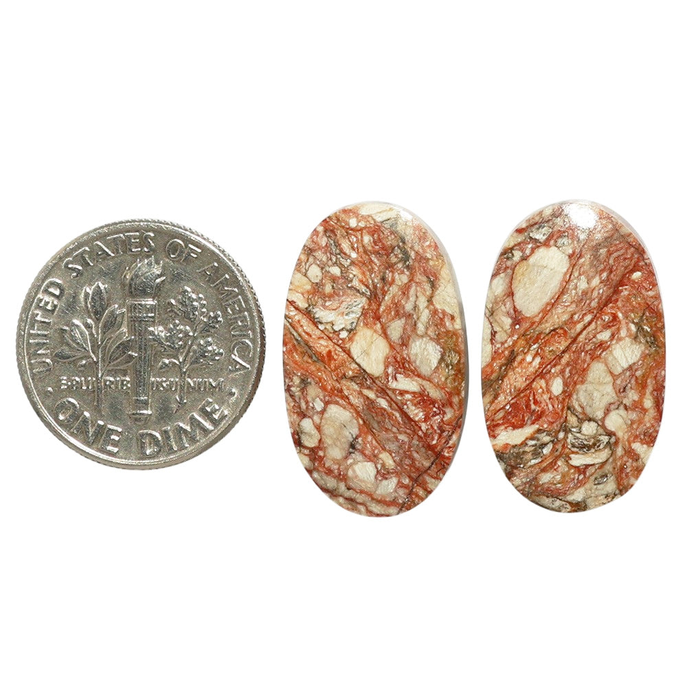 Porcelain Jasper Pair 13.2x22.1x4 mm Oval Shape Polished Gemstone LS91-07647