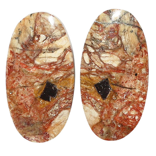 Porcelain Jasper Pair 13.5x25.5x4 mm Oval Shape Polished Gemstone LS91-07648