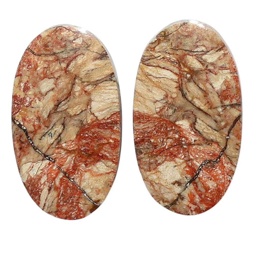 Porcelain Jasper Pair 13.6x24x4 mm Oval Shape Polished Gemstone LS91-07654