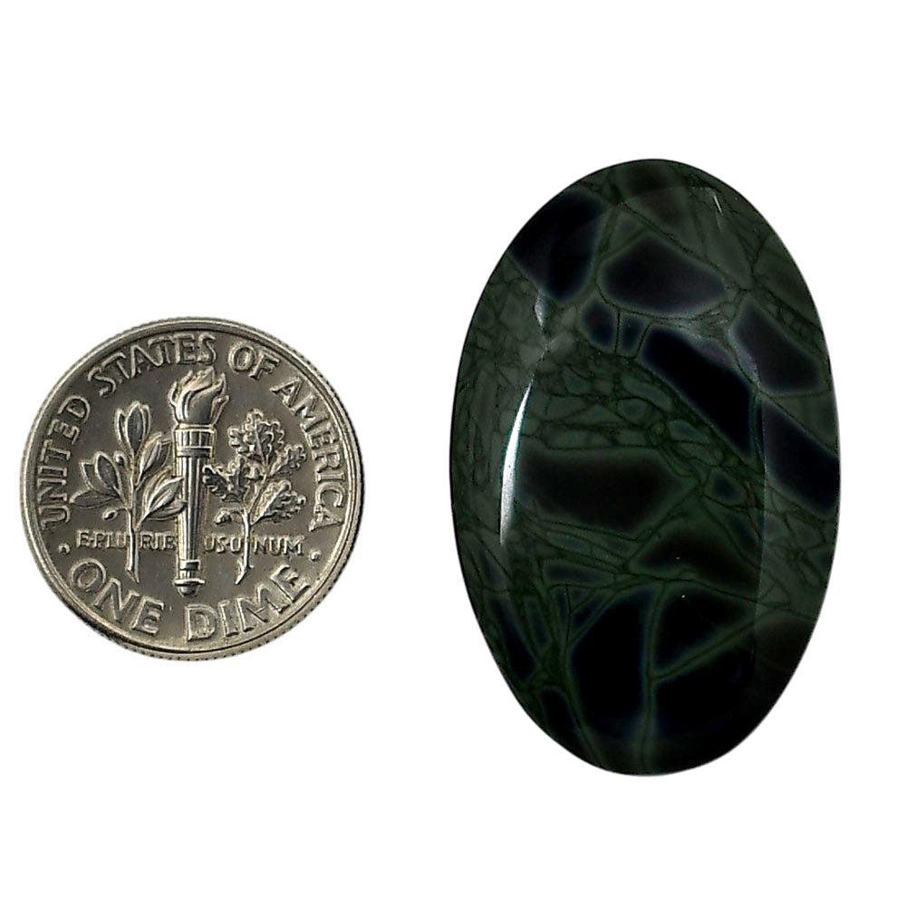 Spider Web Obsidian 20.2x32x5.5 mm Oval Shape Polished Gemstone LS94-05830