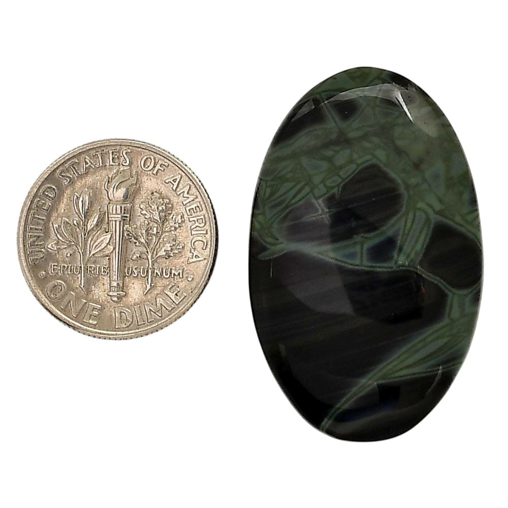 Spider Web Obsidian 20.8x33.1x6 mm Oval Shape Polished Gemstone LS94-05833