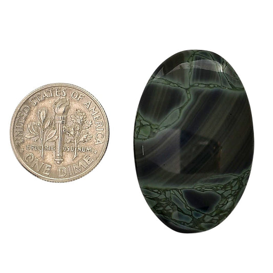 Spider Web Obsidian 21.6x32.9x5.5 mm Oval Shape Polished Gemstone LS94-05836
