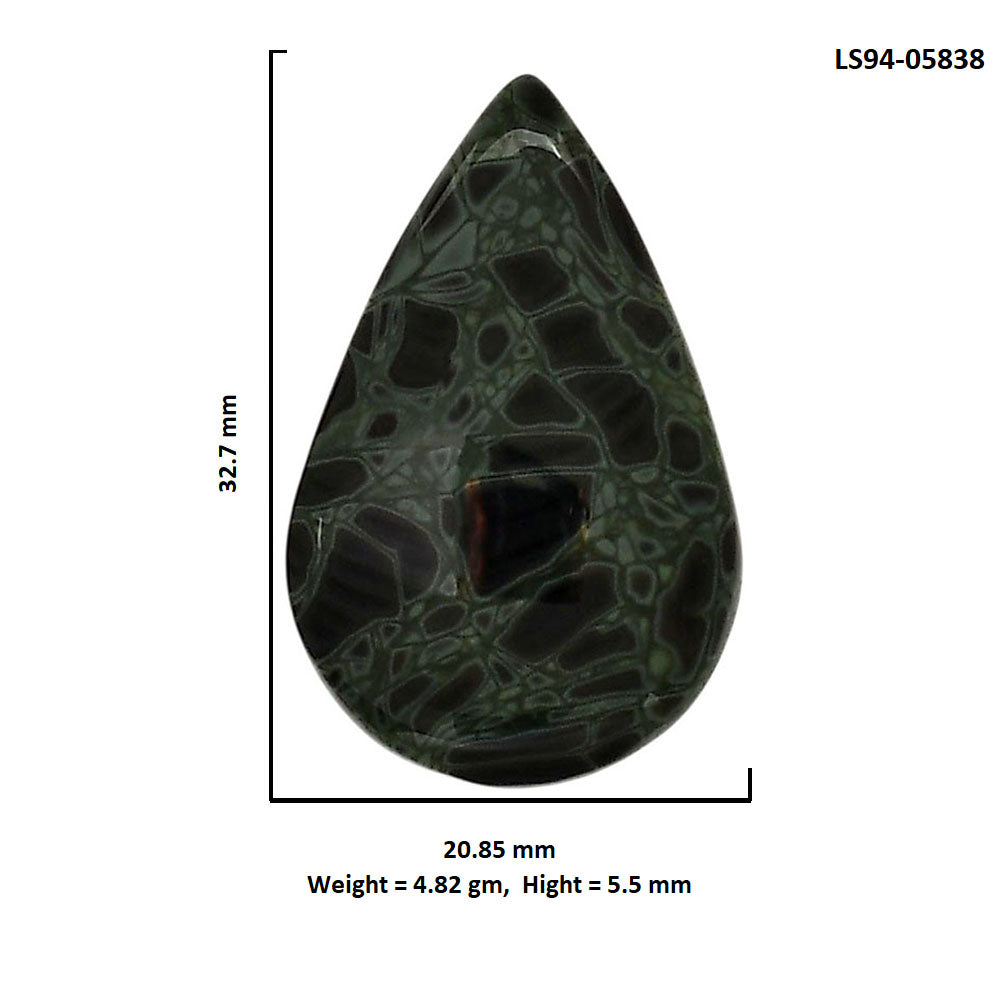 Spider Web Obsidian 20.85x32.7x5.5 mm Pear Shape Polished Gemstone LS94-05838