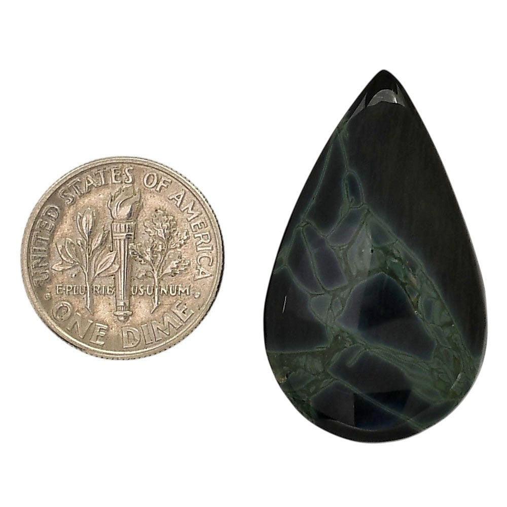 Spider Web Obsidian 19.5x32.65x6 mm Pear Shape Polished Gemstone LS94-05841