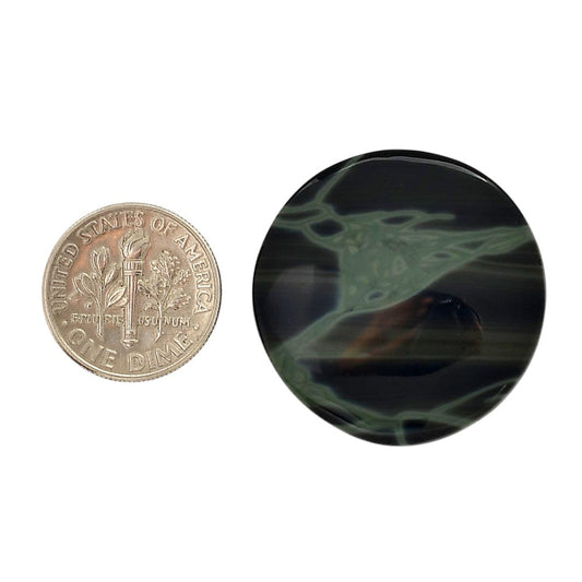 Spider Web Obsidian 29x29x5 mm Round Shape Polished Gemstone LS94-05848