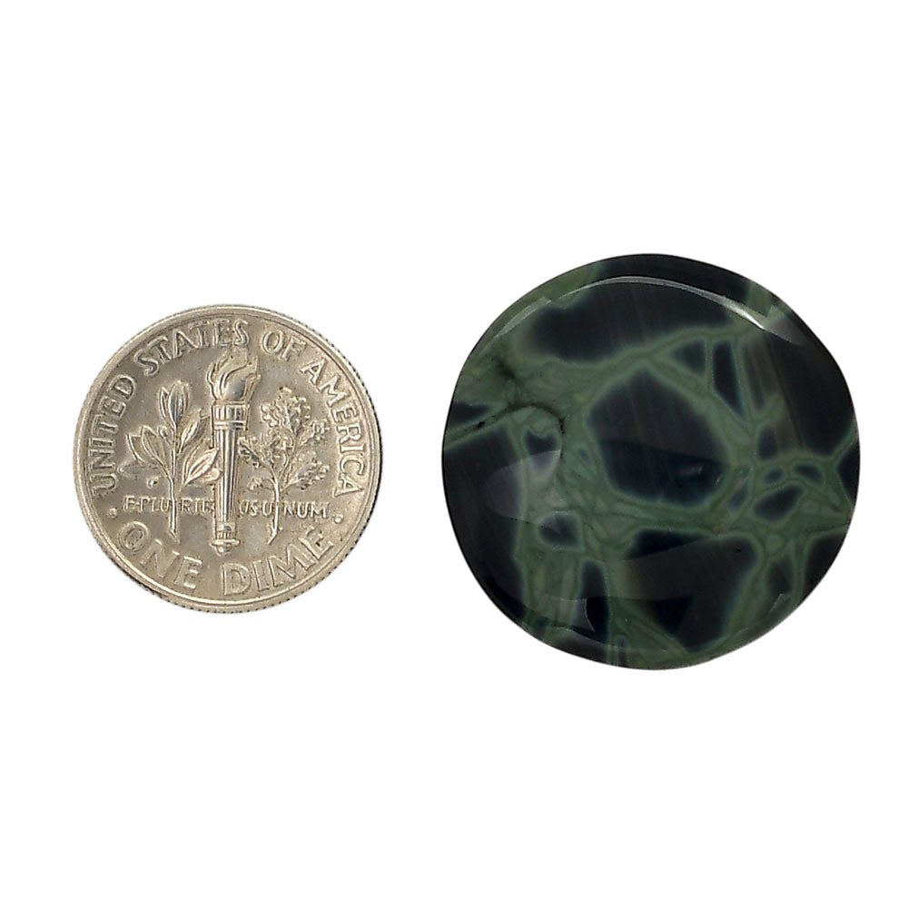 Spider Web Obsidian 24.1x24.1x5 mm Round Shape Polished Gemstone LS94-05851