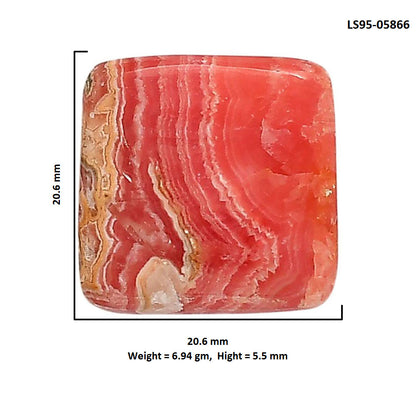 Rhodochrosite Argentina 20.6x20.6x5.5 mm Cushion Shape Polished Gemstone LS95-05866