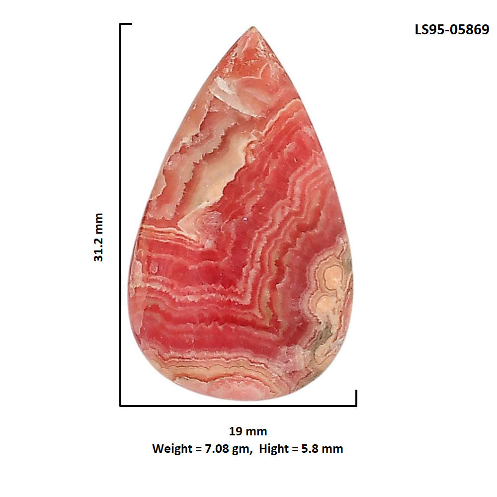 Rhodochrosite Argentina 19x31.2x5.8 mm Pear Shape Polished Gemstone LS95-05869