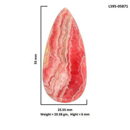 Rhodochrosite Argentina 25.55x55x6 mm Pear Shape Polished Gemstone LS95-05871