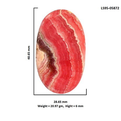 Rhodochrosite Argentina 28.65x48.65x6 mm Oval Shape Polished Gemstone LS95-05872