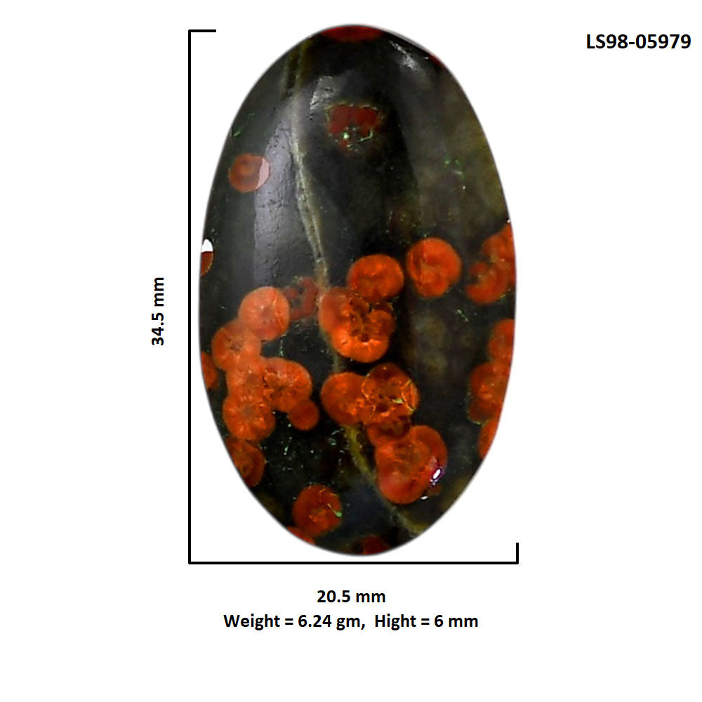 Peanut Obsidian 20.5x34.5x6 mm Oval Shape Polished Gemstone LS98-05979