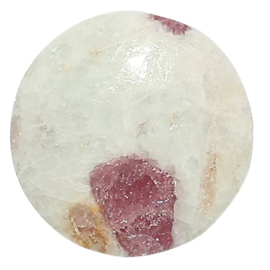 Natural Pink Tourmaline in Quartz 19x19x5 mm Round Shape Polished Gemstone LS99-010002