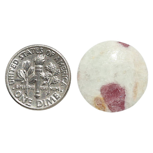 Natural Pink Tourmaline in Quartz 19x19x5 mm Round Shape Polished Gemstone LS99-010002