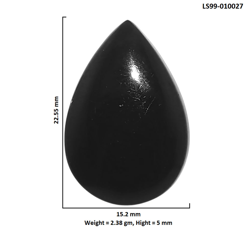 Natural Black Onyx 15.2x22.55x5 mm Pear Shape Polished Gemstone LS99-010027