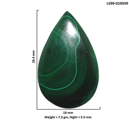 Natural Malachite Eye 18x28.4x5.5 mm Pear Shape Polished Gemstone LS99-010039