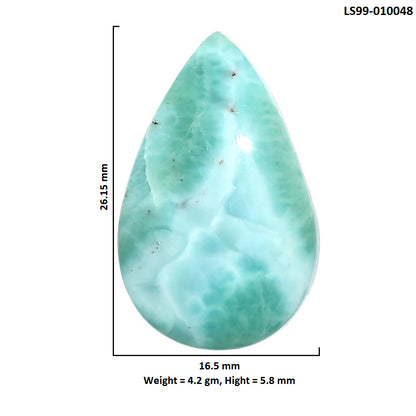 Natural Larimar (Dominican Republic) 16.5x26.15x5.8 mm Pear Shape Polished Gemstone LS99-010048
