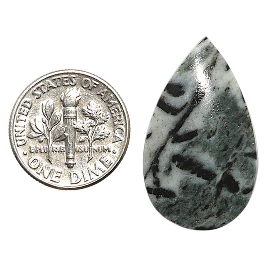 Natural Hornblende 17x28.6x4 mm Pear Shape Polished Gemstone LS99-010054