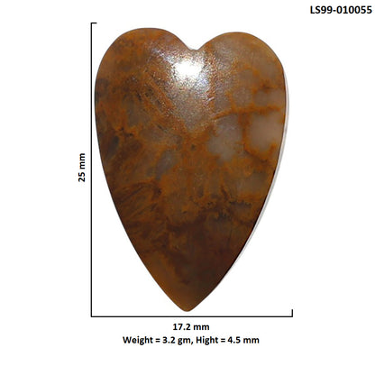 Natural Oregon Moss Agate 17.2x25x4.5 mm Heart Shape Polished Gemstone LS99-010055