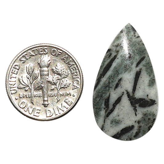 Natural Hornblende 15.1x27x4.5 mm Pear Shape Polished Gemstone LS99-010056