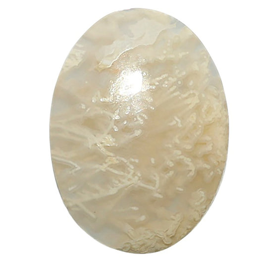Natural White Scolecite Sphere 16.6x22.7x5 mm Oval Shape Polished Gemstone LS99-010063
