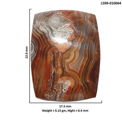 Natural Laguna Lace Agate 17.3x22.6x6.4 mm Cushion Shape Polished Gemstone LS99-010064