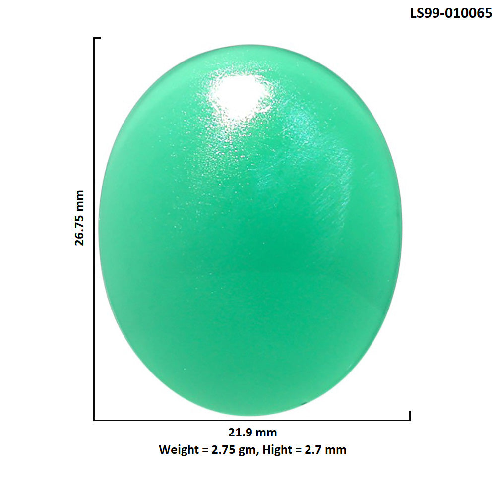 Natural Green Onyx 21.9x26.75x2.7 mm Oval Shape Polished Gemstone LS99-010065