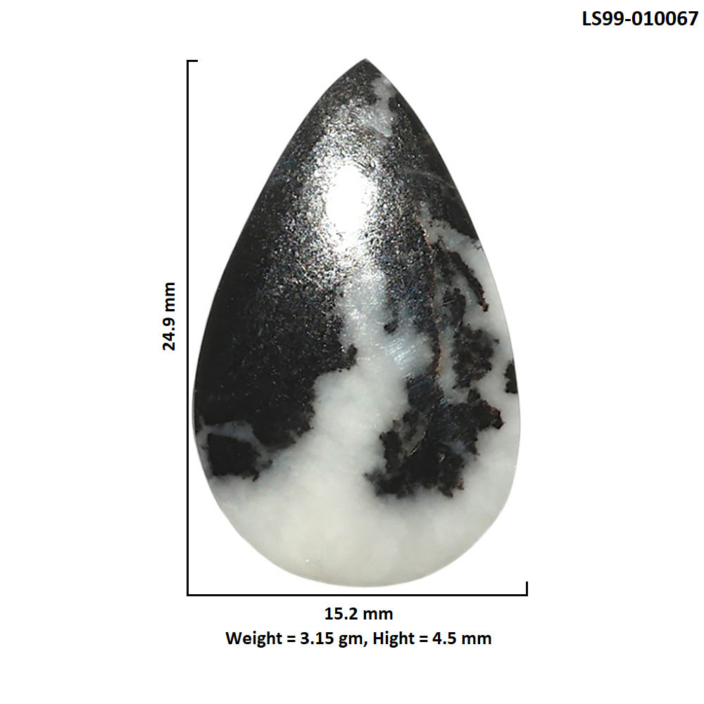 Natural Black Zebra Jasper 15.2x24.9x4.5 mm Pear Shape Polished Gemstone LS99-010067