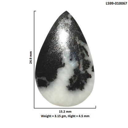 Natural Black Zebra Jasper 15.2x24.9x4.5 mm Pear Shape Polished Gemstone LS99-010067
