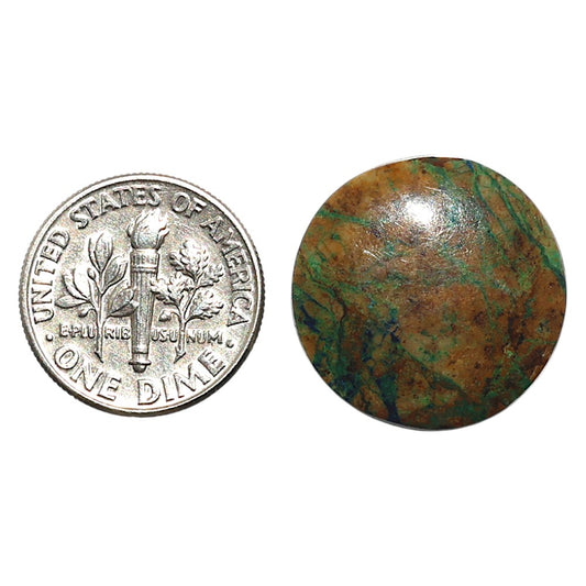 Natural Azurite Chrysocolla 20.1x20.1x4.5 mm Round Shape Polished Gemstone LS99-010071