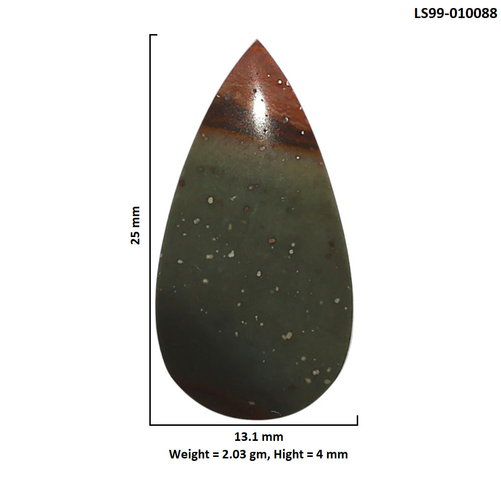 Natural Polygram Jasper 13.1x25x4 mm Pear Shape Polished Gemstone LS99-010088