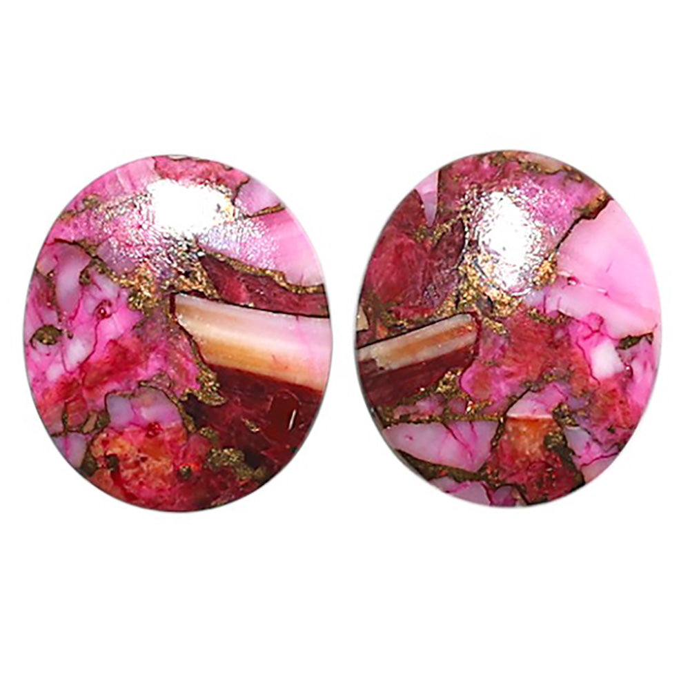 Natural Kingman Pink Dahlia Turquoise 12.9x15x3 mm Oval Shape Polished Gemstone LS99-010096