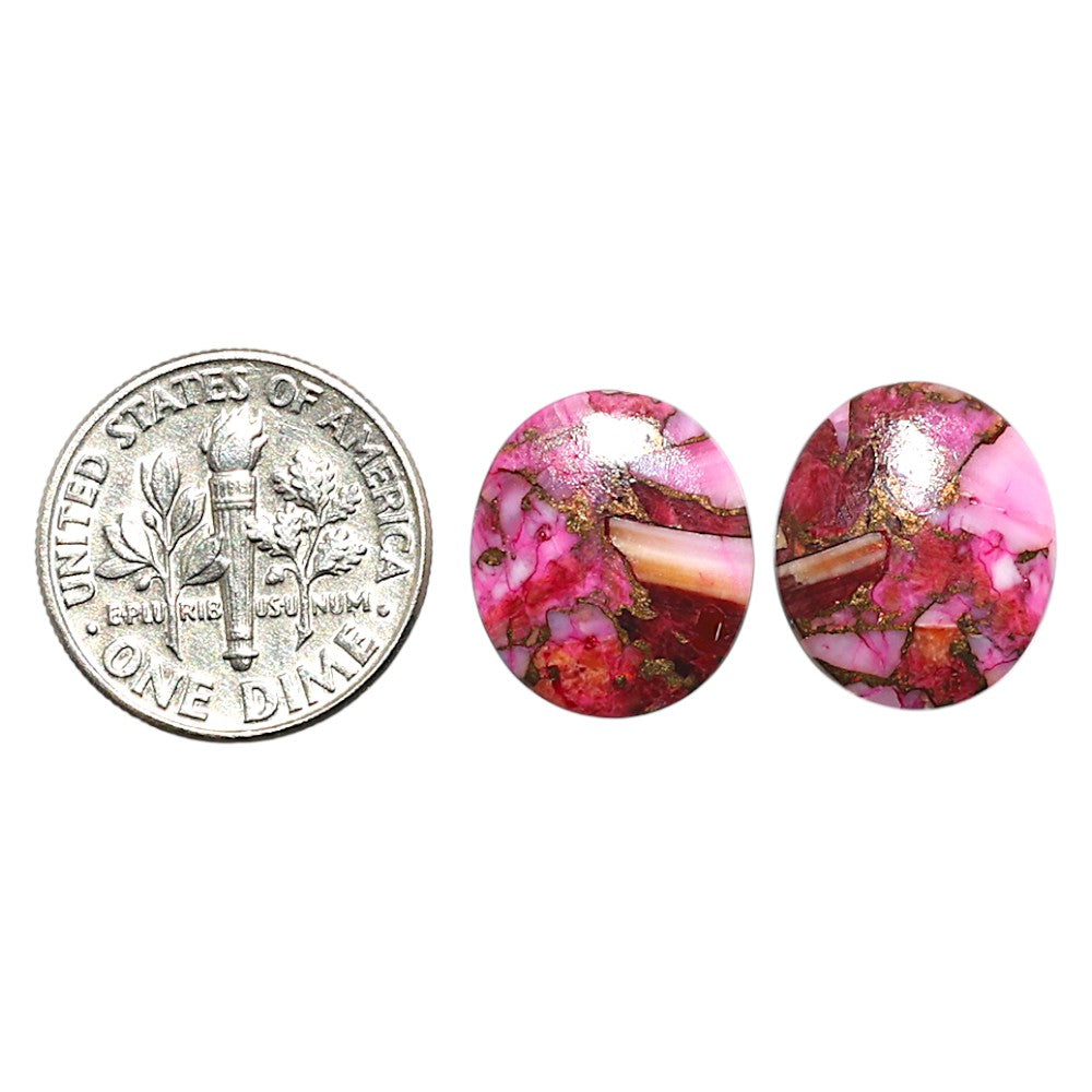 Natural Kingman Pink Dahlia Turquoise 12.9x15x3 mm Oval Shape Polished Gemstone LS99-010096
