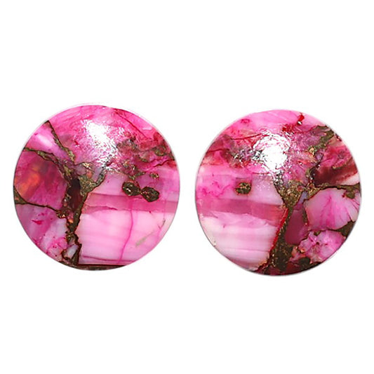 Natural Kingman Pink Dahlia Turquoise 14x14x3 mm Round Shape Polished Gemstone LS99-010098