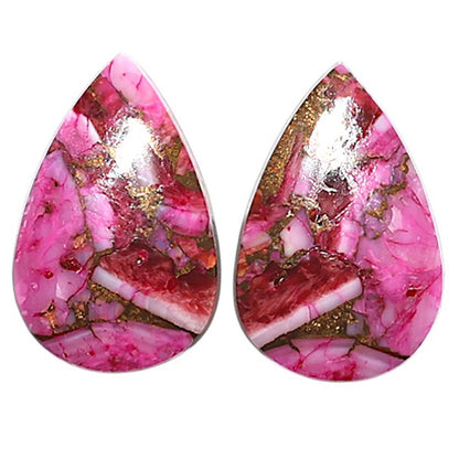 Natural Kingman Pink Dahlia Turquoise 12.5x19.2x3.5 mm Pear Shape Polished Gemstone LS99-010099